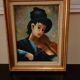 Tableau huile sur toile, portrait d'un violoniste