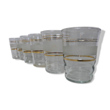 6 white granite blown glasses