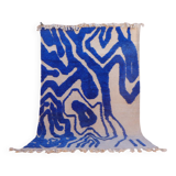 Klein blue and white Berber rug with abstract relief
