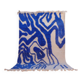 Klein blue and white Berber rug with abstract relief