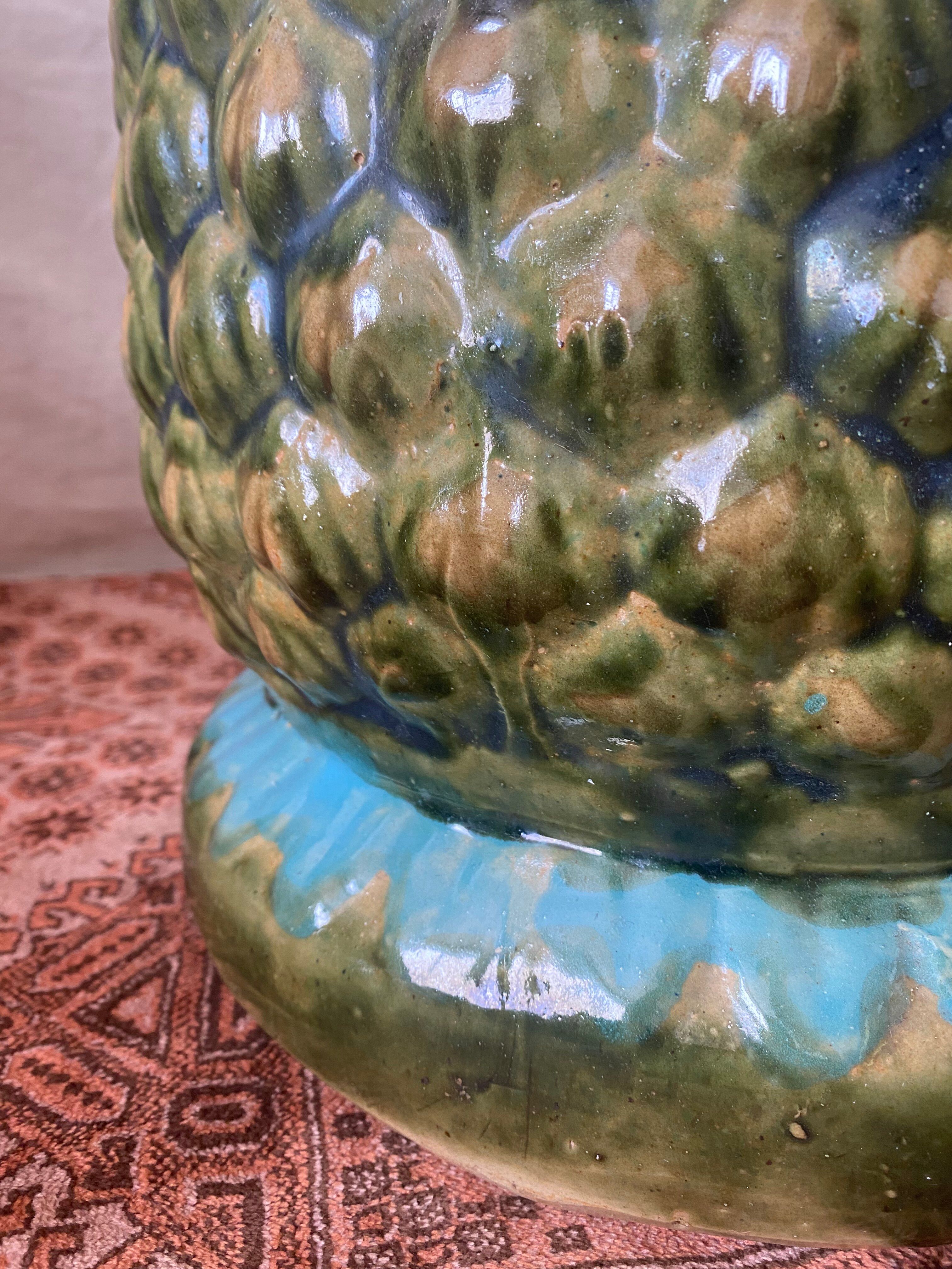 Large vintage ceramic pineapple, side table, bedside table.