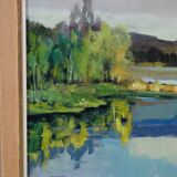 Tage Rudolf Ahlm, Swedish landscape, oil on canvas, 1940s, framed