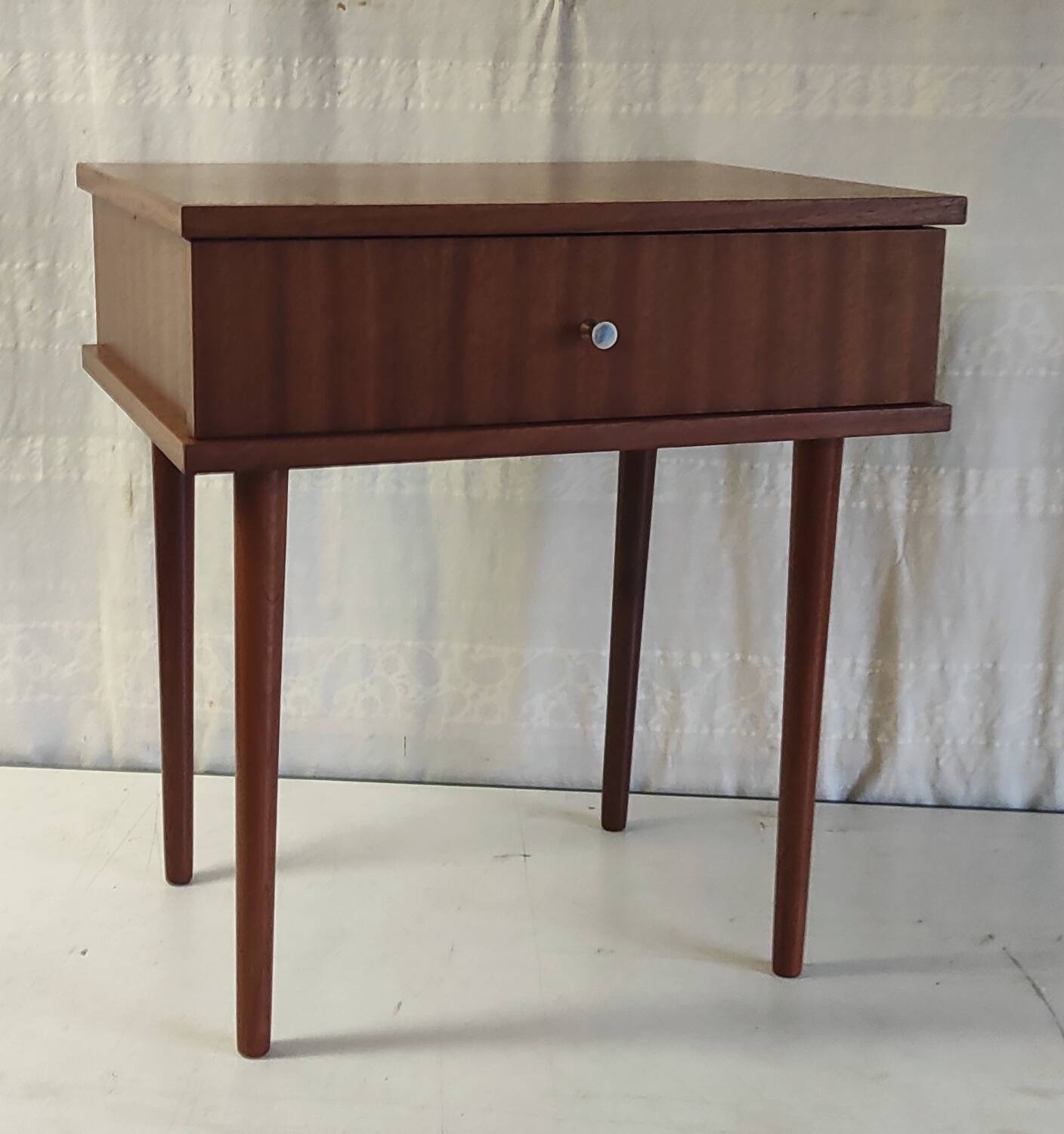 Modernist teak bedside table - mid 20th century
