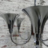 Art Deco hanging lamp with 6 chromed vials