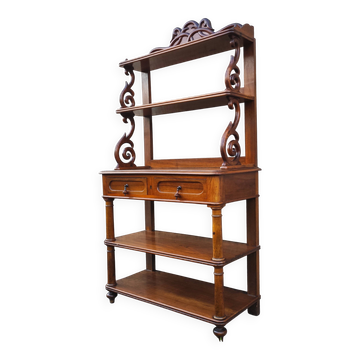 Old solid blond walnut console table