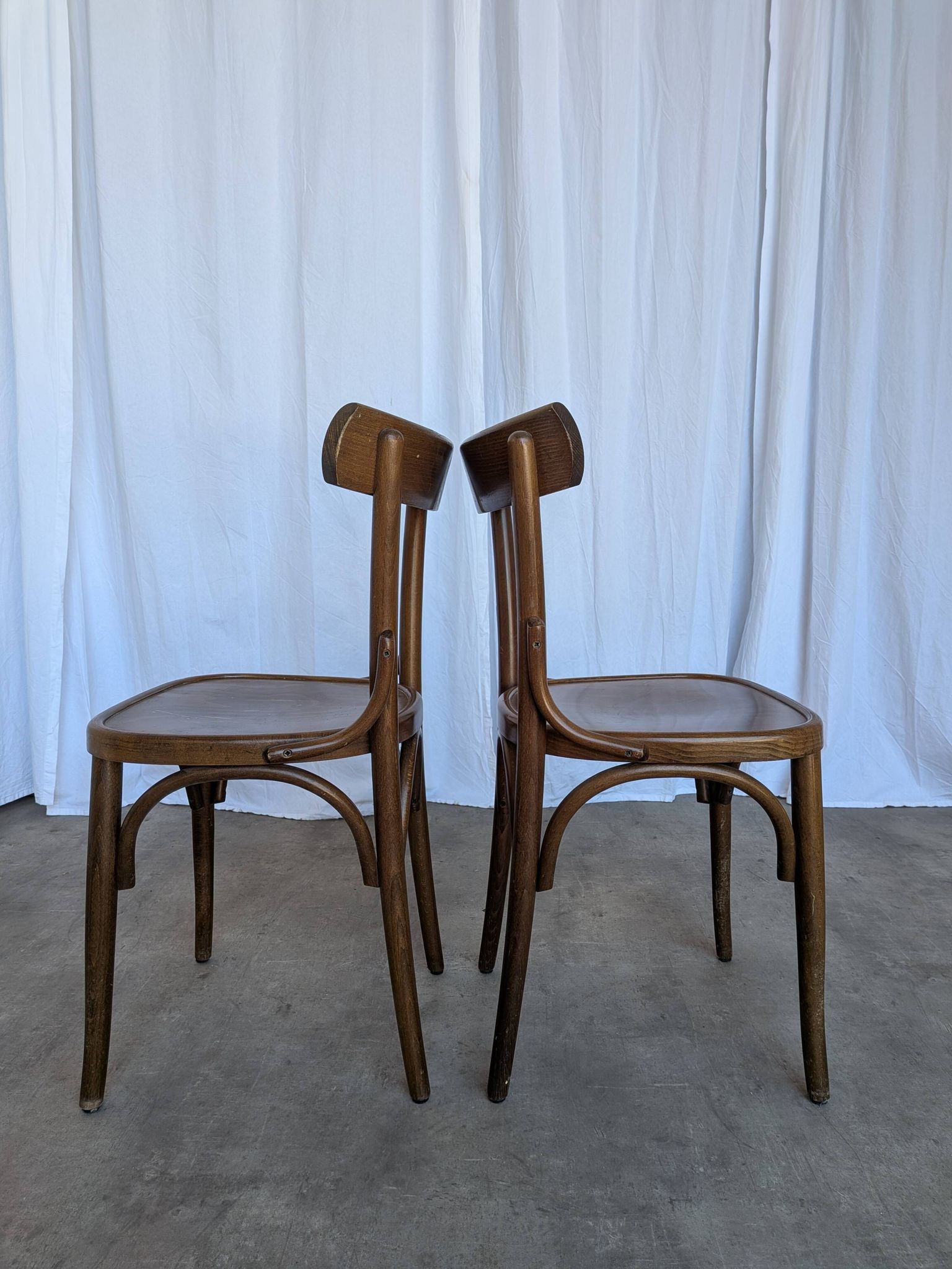 Set of 2 Vintage Wooden Dining Chair: Mid-Century Bistro Style, Yugoslavia