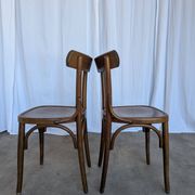 Set of 2 Vintage Wooden Dining Chair: Mid-Century Bistro Style, Yugoslavia