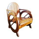 Colonial armchair in wood and bamboo