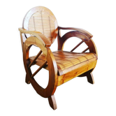 Colonial armchair in wood and bamboo
