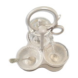 Salt, poivier, mustard with spoons