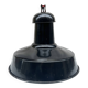 Industrial pendant light in black and white enamelled sheet metal factory bowl