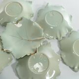 Art Deco Pistachio and Gold Leaf Plates Viloca Paris Caffarelli