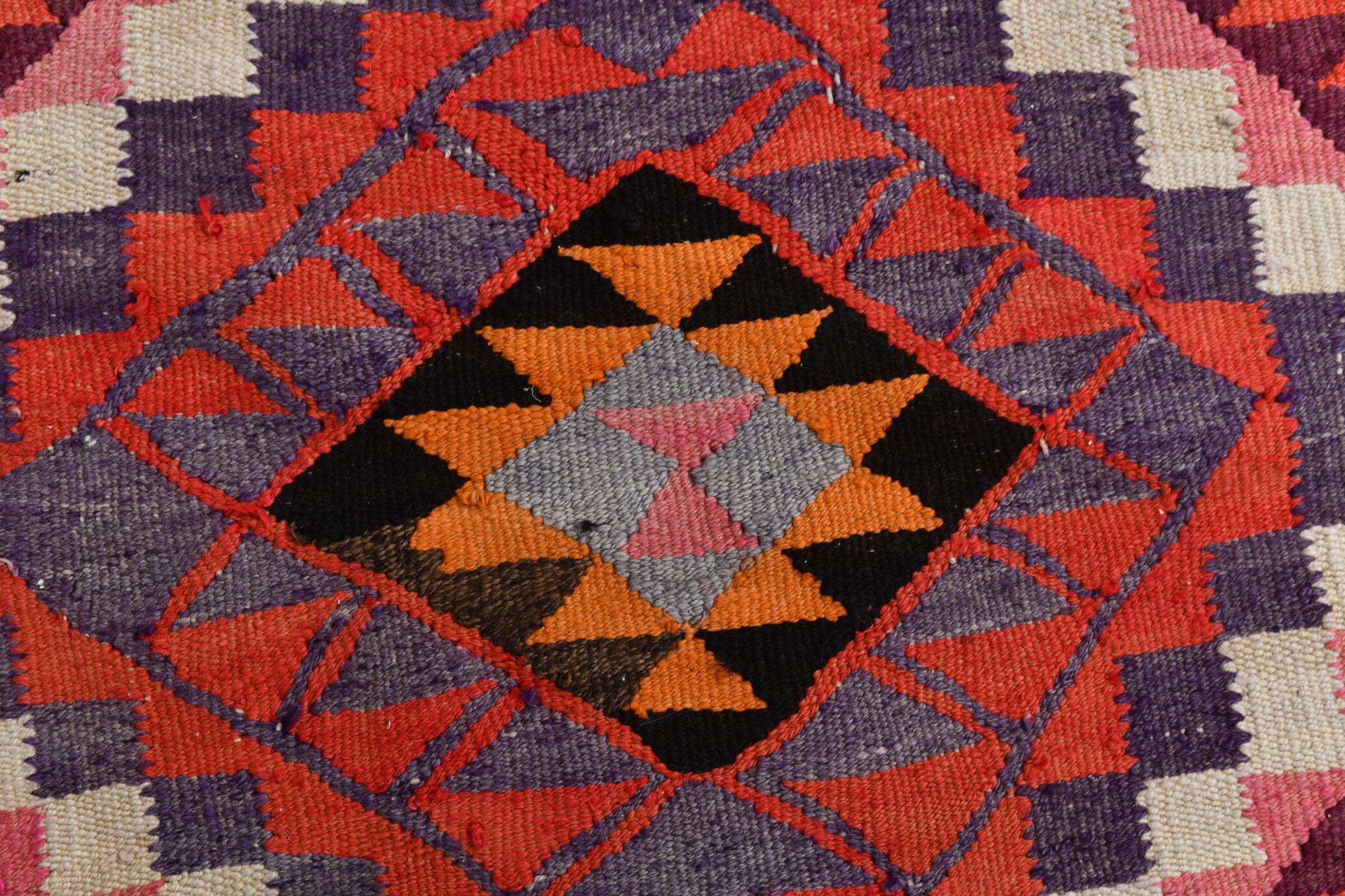 Tapis Kilim fait main rose orange 3x12 105x377 cm