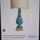 1.05 m pineapple lamp in turquoise ceramic on a gilded wooden base from the 1950s