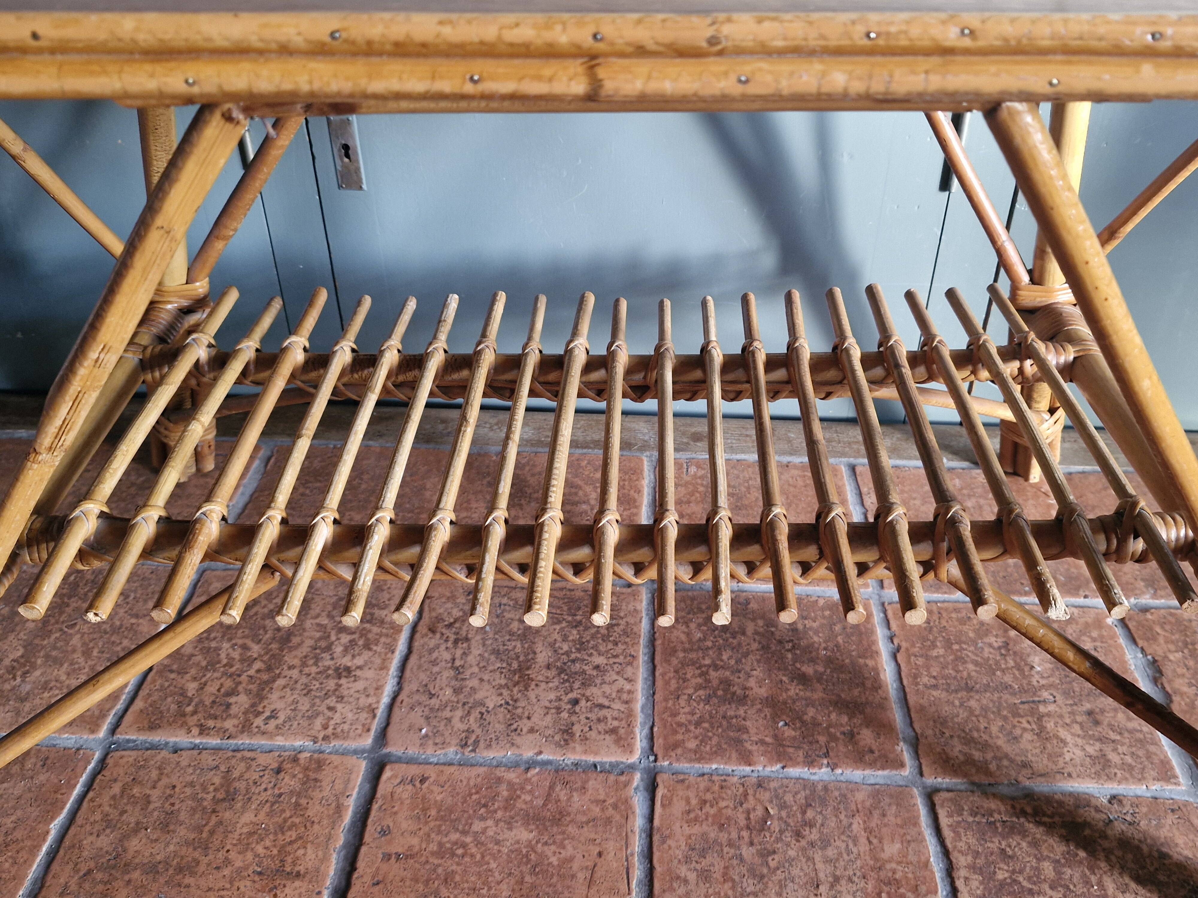 Vintage coffee table - Bamboo & Rattan - 1950s/60s