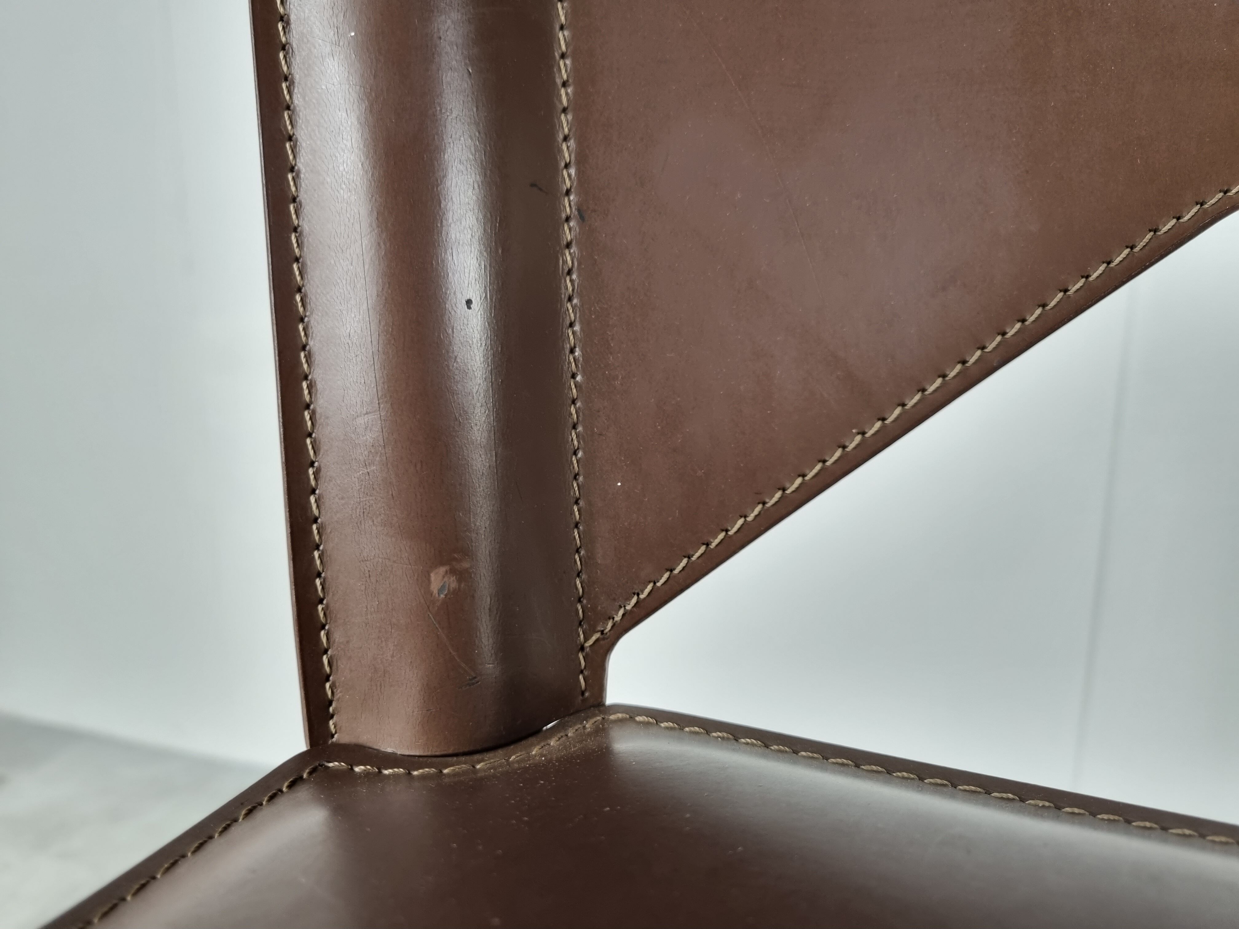 Brazilian leather bar stools, 1980s