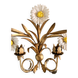 Wall lamp in gilded brass with a daisy design.