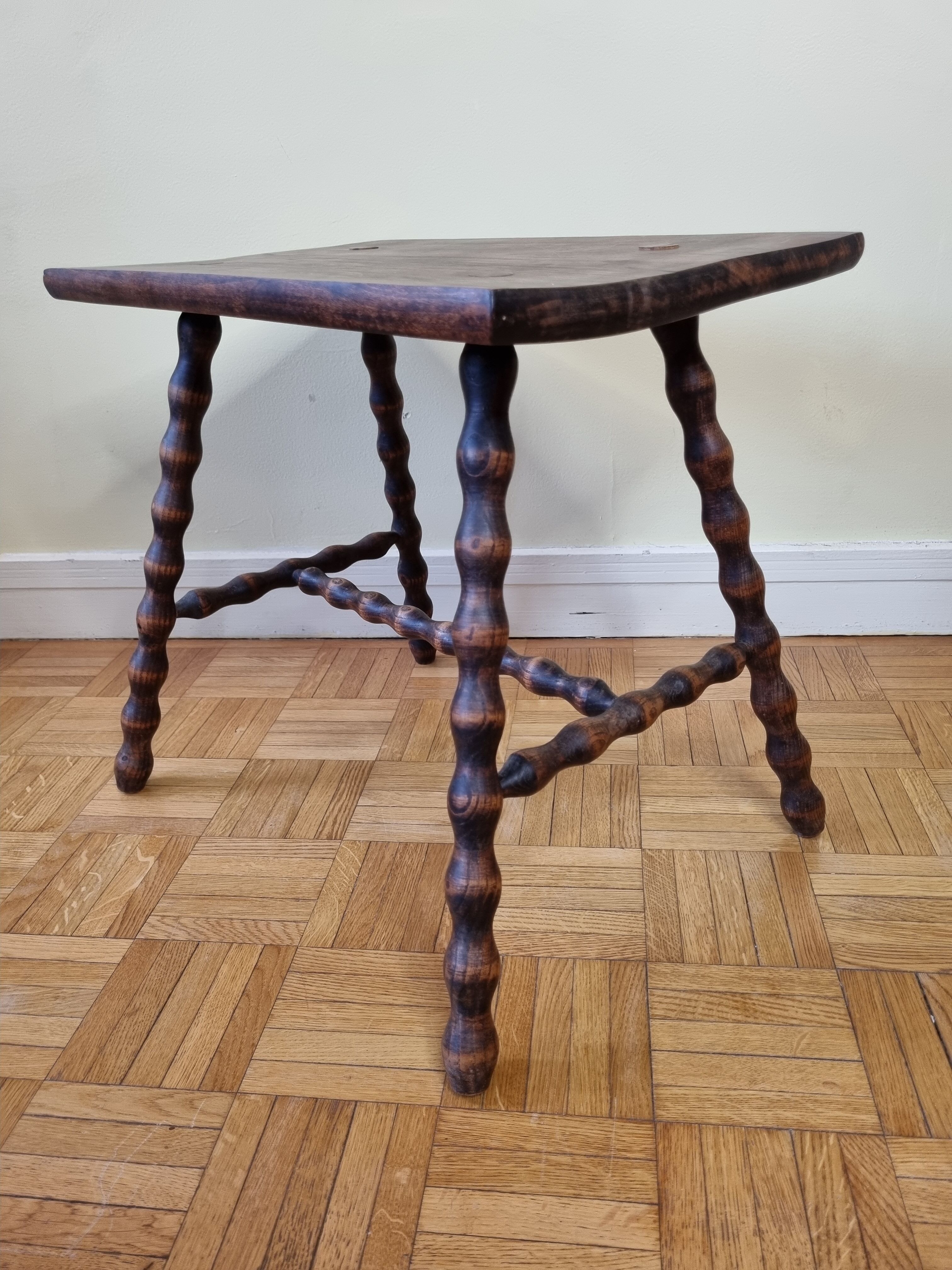 Breton style tripod children's table and stools in solid wood
