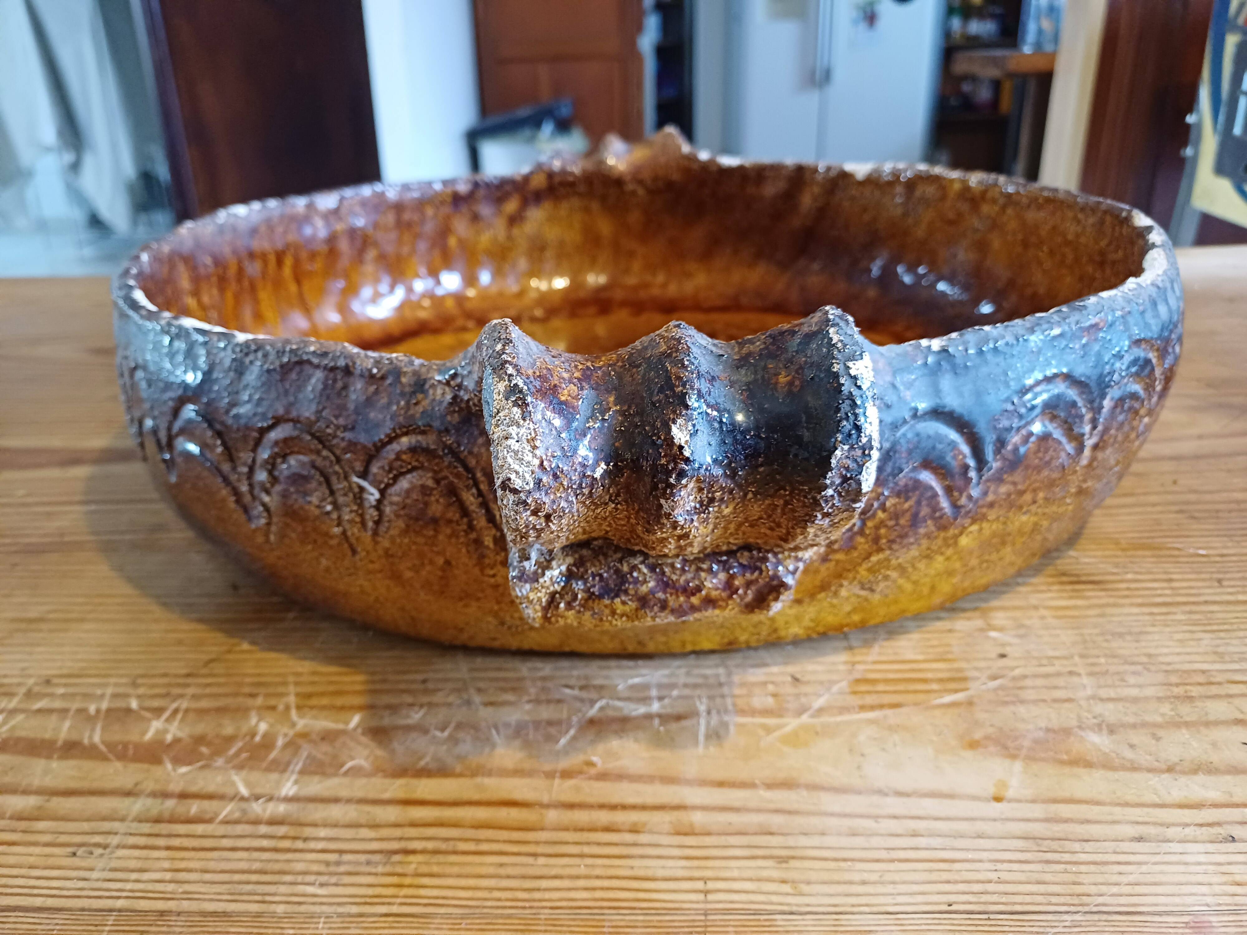 19th century enamelled terracotta dish