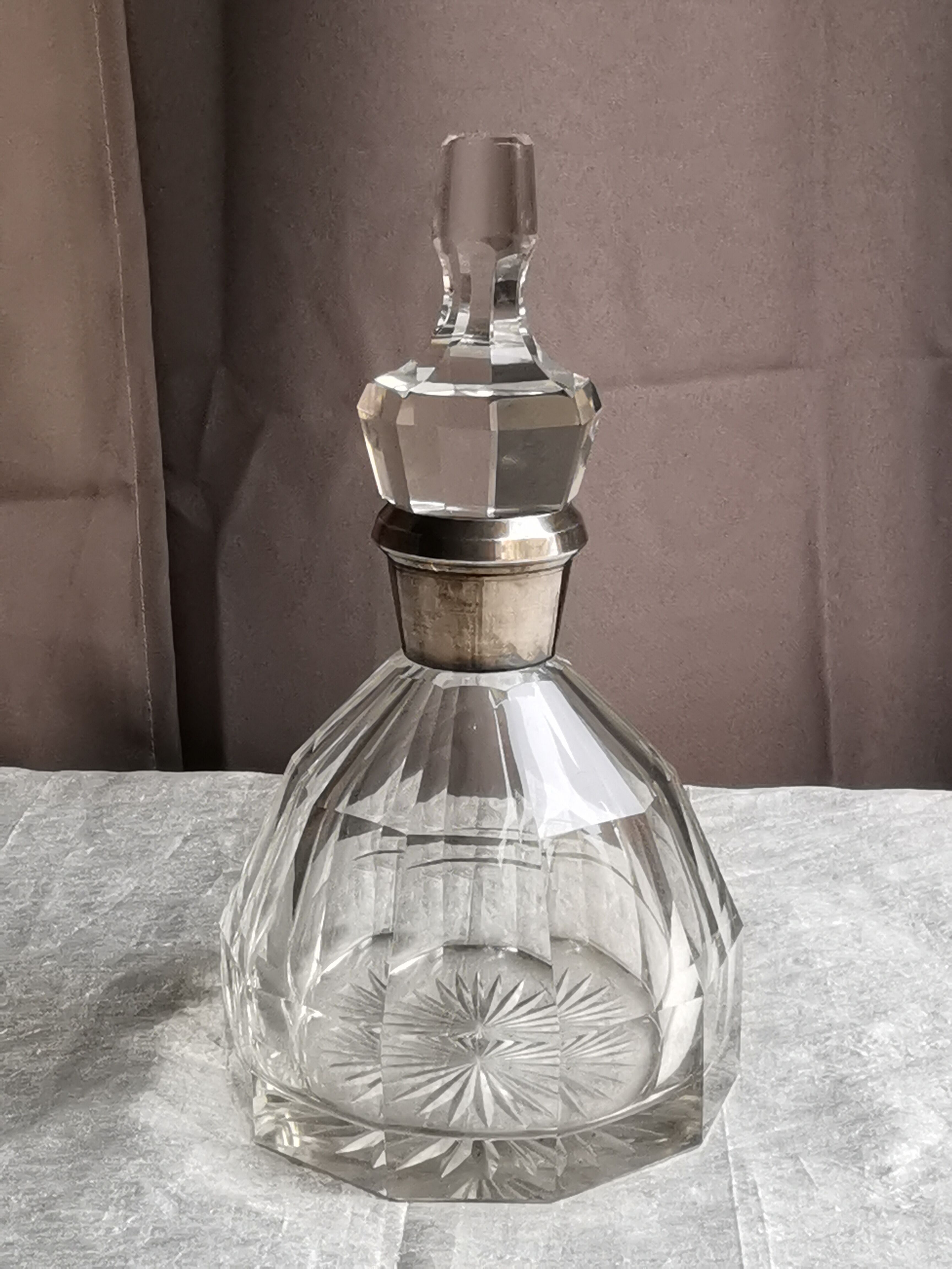 Old crystal round carafe