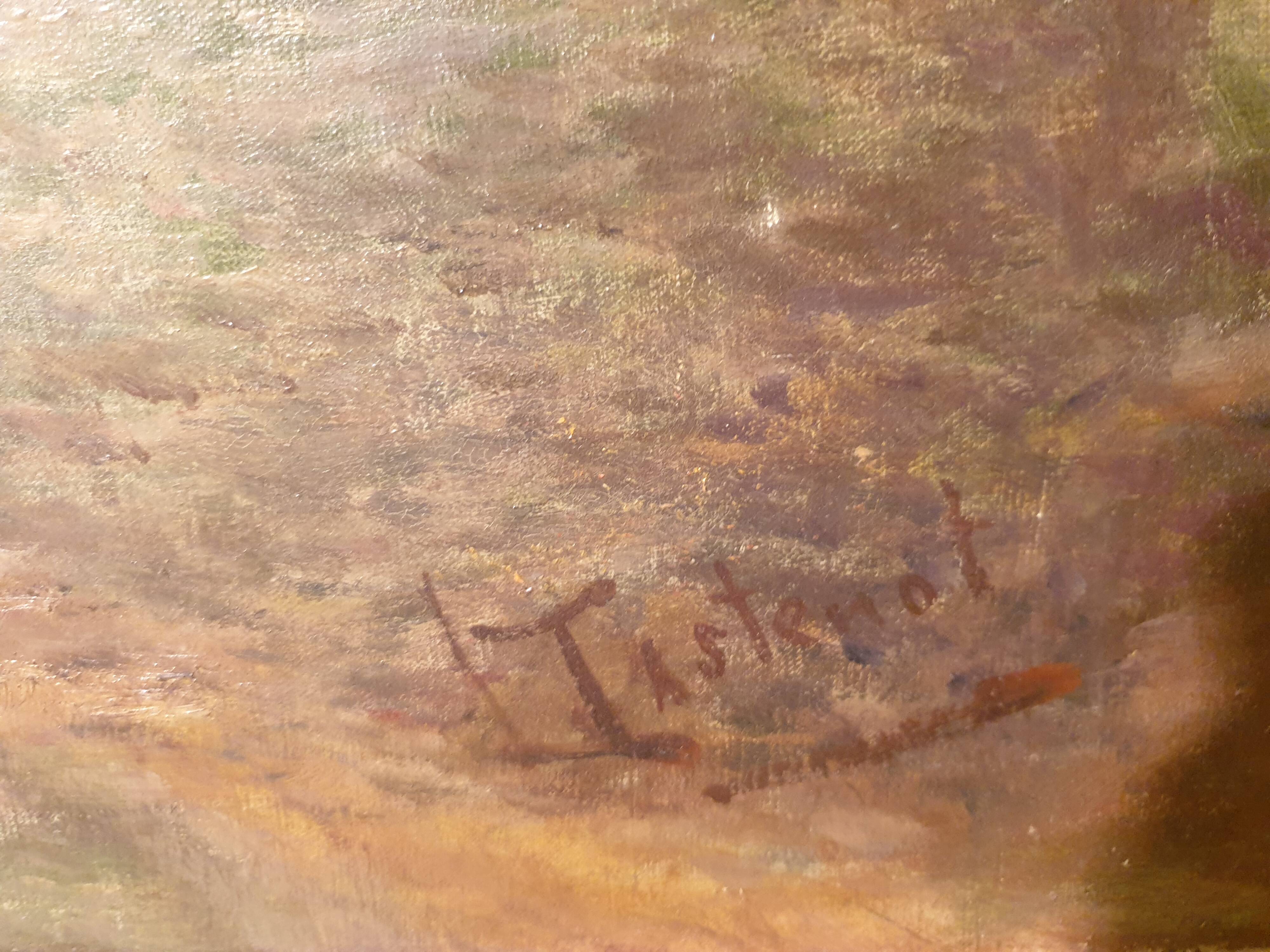 Oil painting on canvas Barbizon School framed and signed