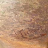 Oil painting on canvas Barbizon School framed and signed