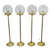 Set of 4 Space Age Brass and Bubble Glass Floor Lamps, Kamenický Šenov 1970s