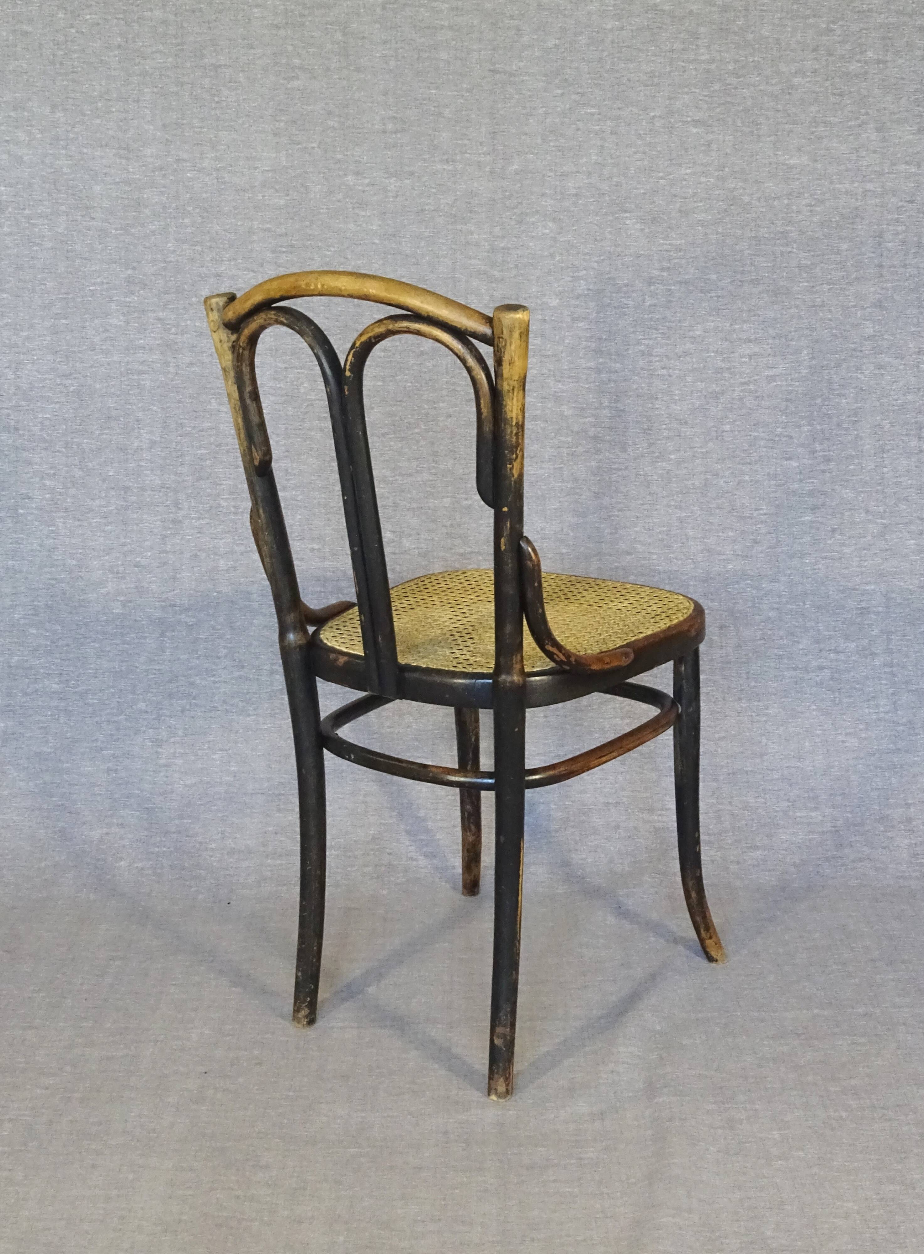 Bistrot chair, by CAMBIER-Belgium- caned, beautiful original patina-1920_
