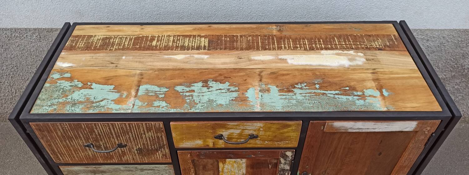 Colorful wooden sideboard