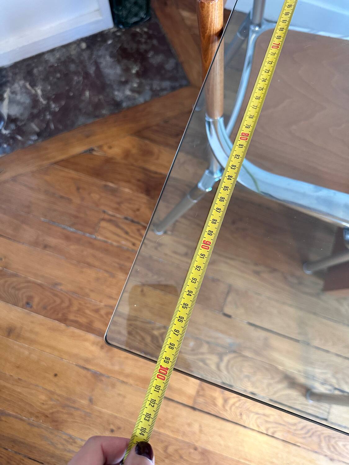 Italian architect's table Segis, 14 mm glass / wood / steel, fine year