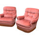 Pair of pink tufted velvet frog chairs from the 1970s.