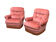 Paire de fauteuils crapaud velours capitonné rose 1970