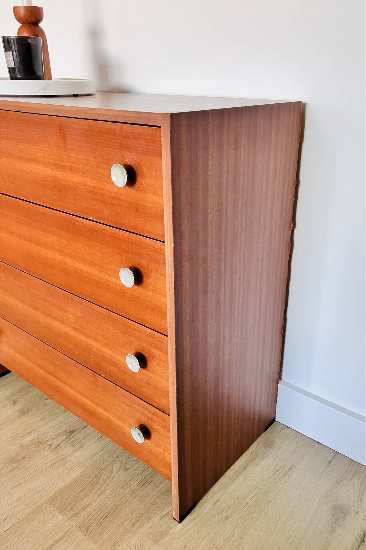 1970s vintage mahogany chest of drawers