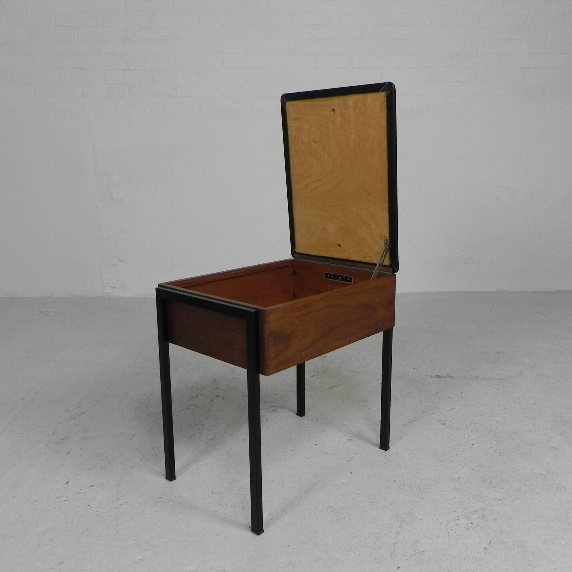 Aristo teak wooden sewing supplies stool, piano stool, 1960s