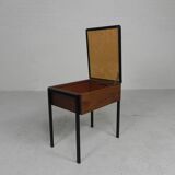 Aristo teak wooden sewing supplies stool, piano stool, 1960s
