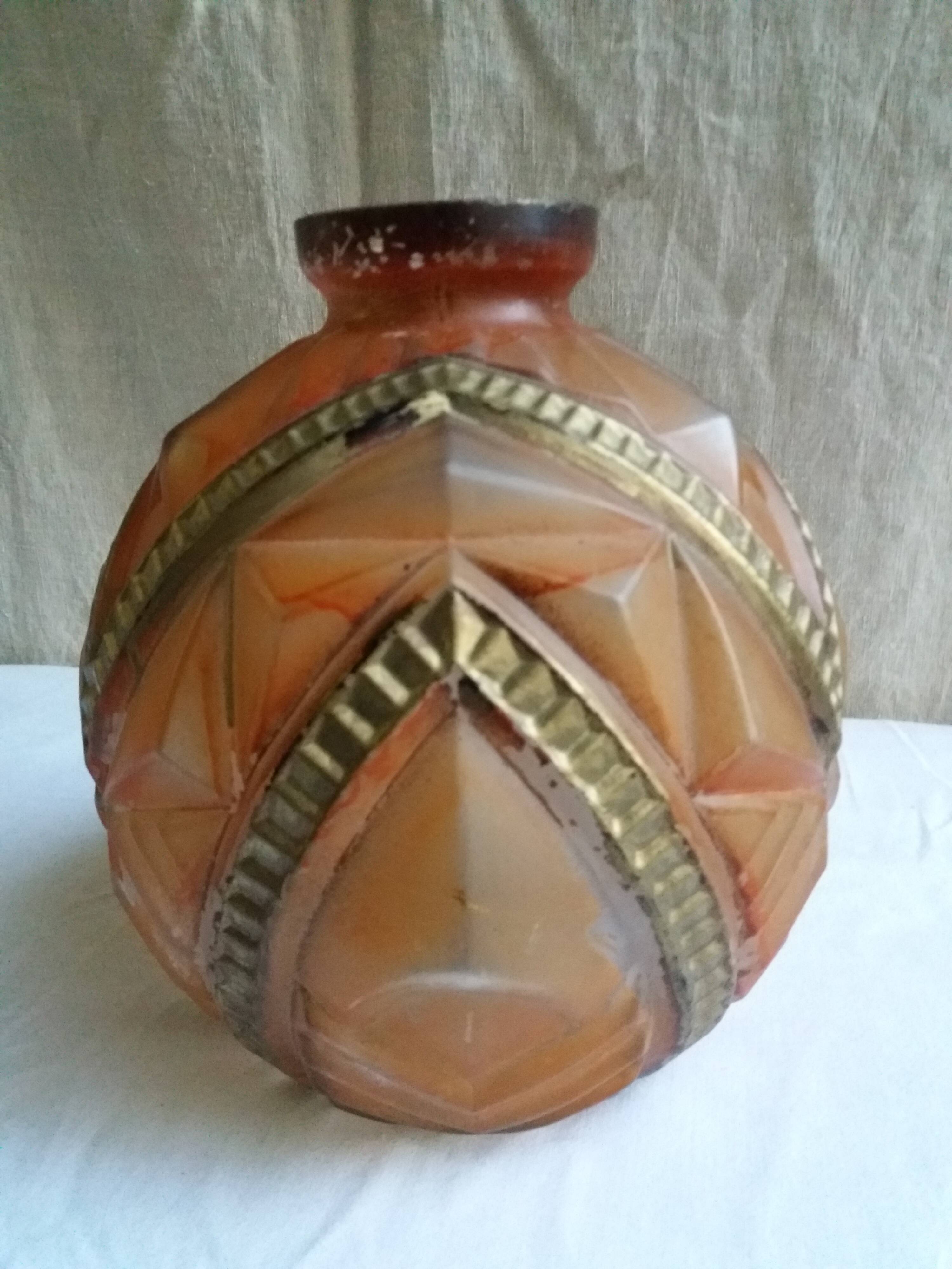 Art-deco ball vase "diamond points"