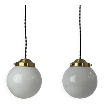 Pair of vintage opaline pendants 13 cm