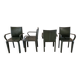Set of 4 green leather chairs