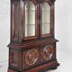 Baroque-style backlit display cabinet in wood, glass and velvet