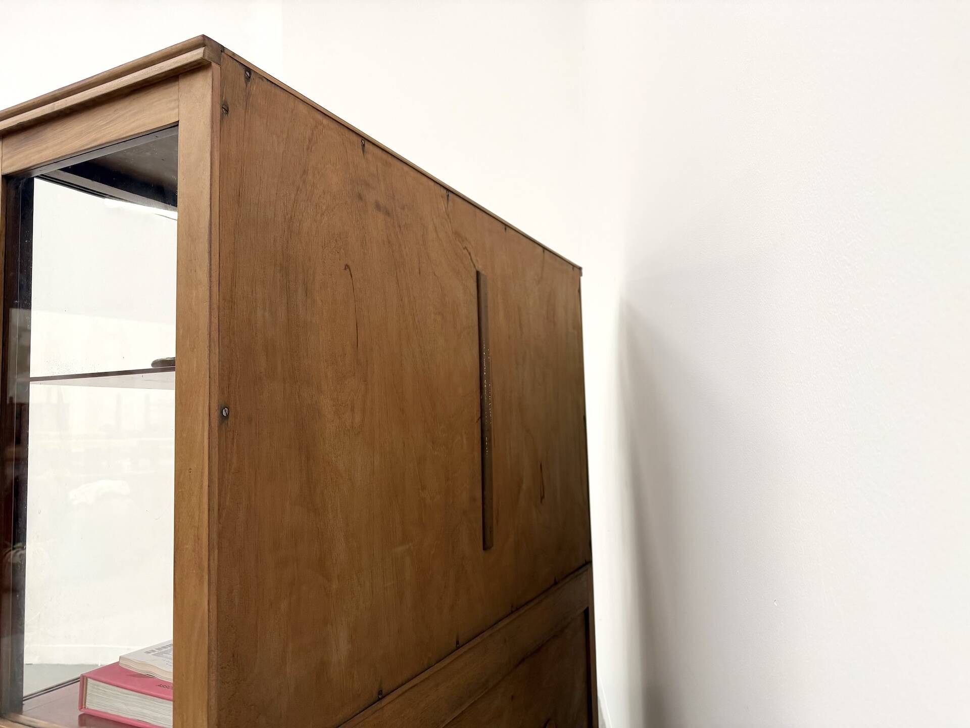 1950s Brazilian modernist library in exotic wood and lacquer.