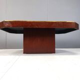Table basse vintage en laiton gravé des années 1970