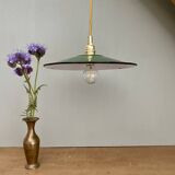 Vintage green enamelled sheet metal lampshade pendant light