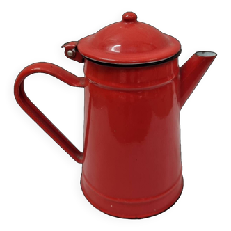 Cafetière fer émaillée rouge vintage