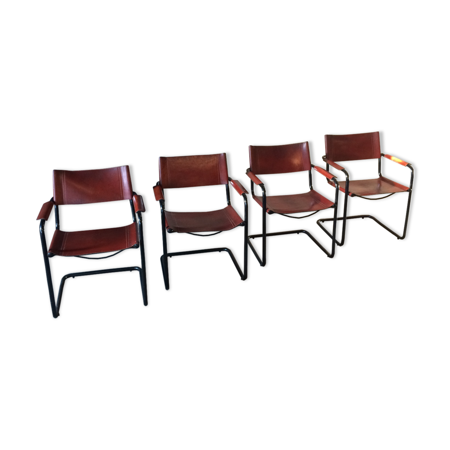 4 armchairs leather Matteo Grassi