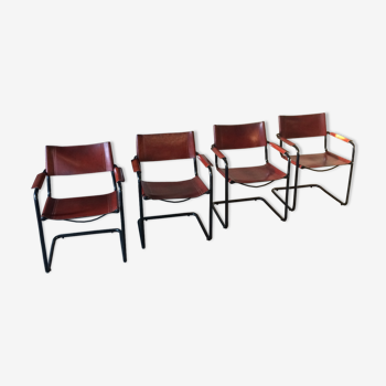 Lot de 4 fauteuils cuir Matteo Grassi