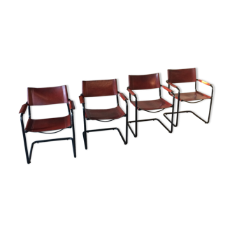 4 armchairs leather Matteo Grassi