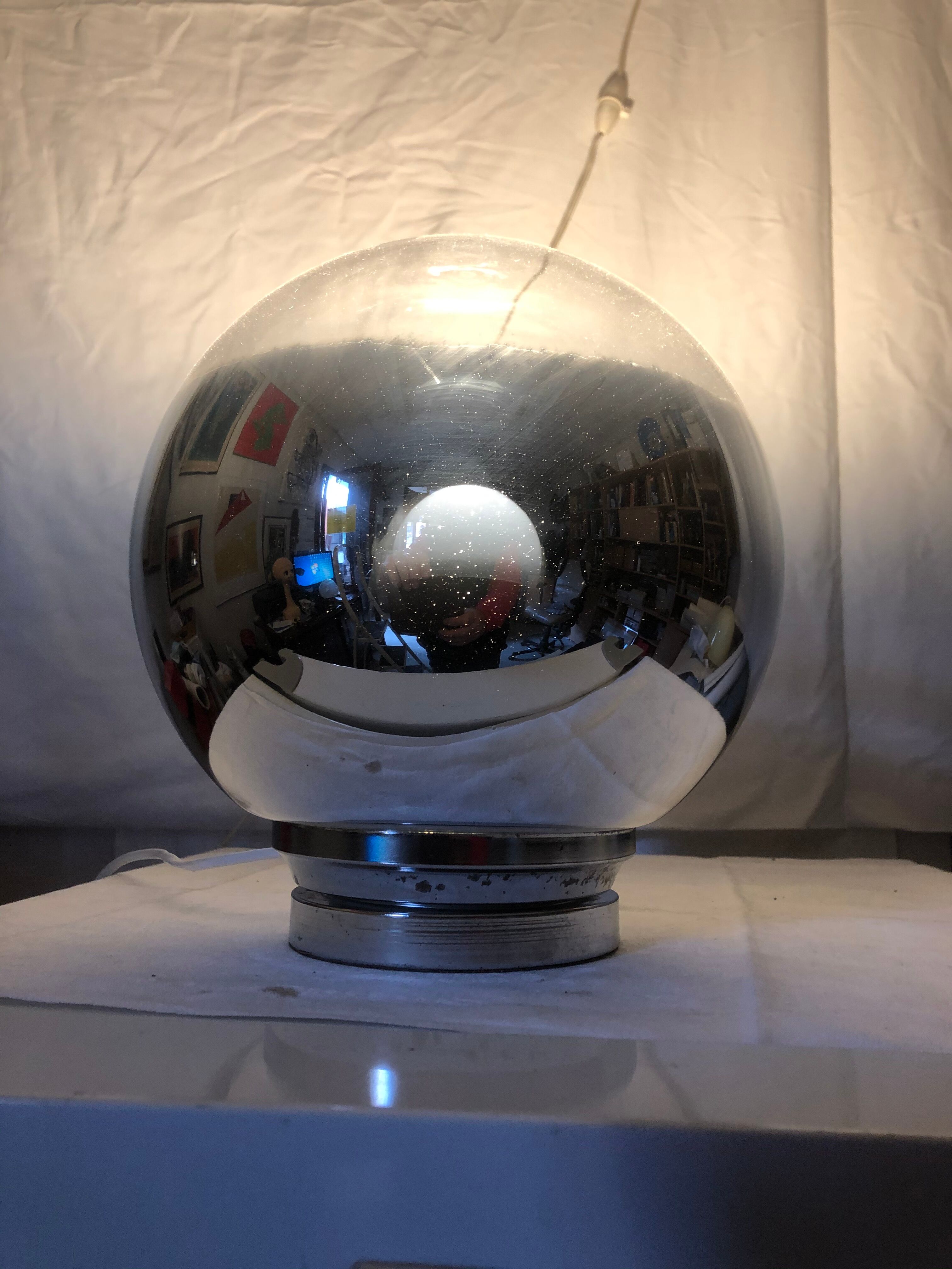 Silver glass ball lamp 1970