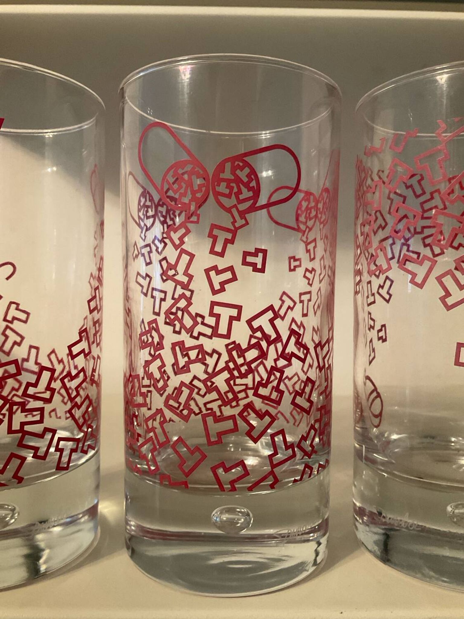 Série 4 verres vintage Durobor pied bullé