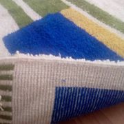 Tapis berbère tissé - motif bleu et jaune - tapis marocain fait main - 300x210 cm