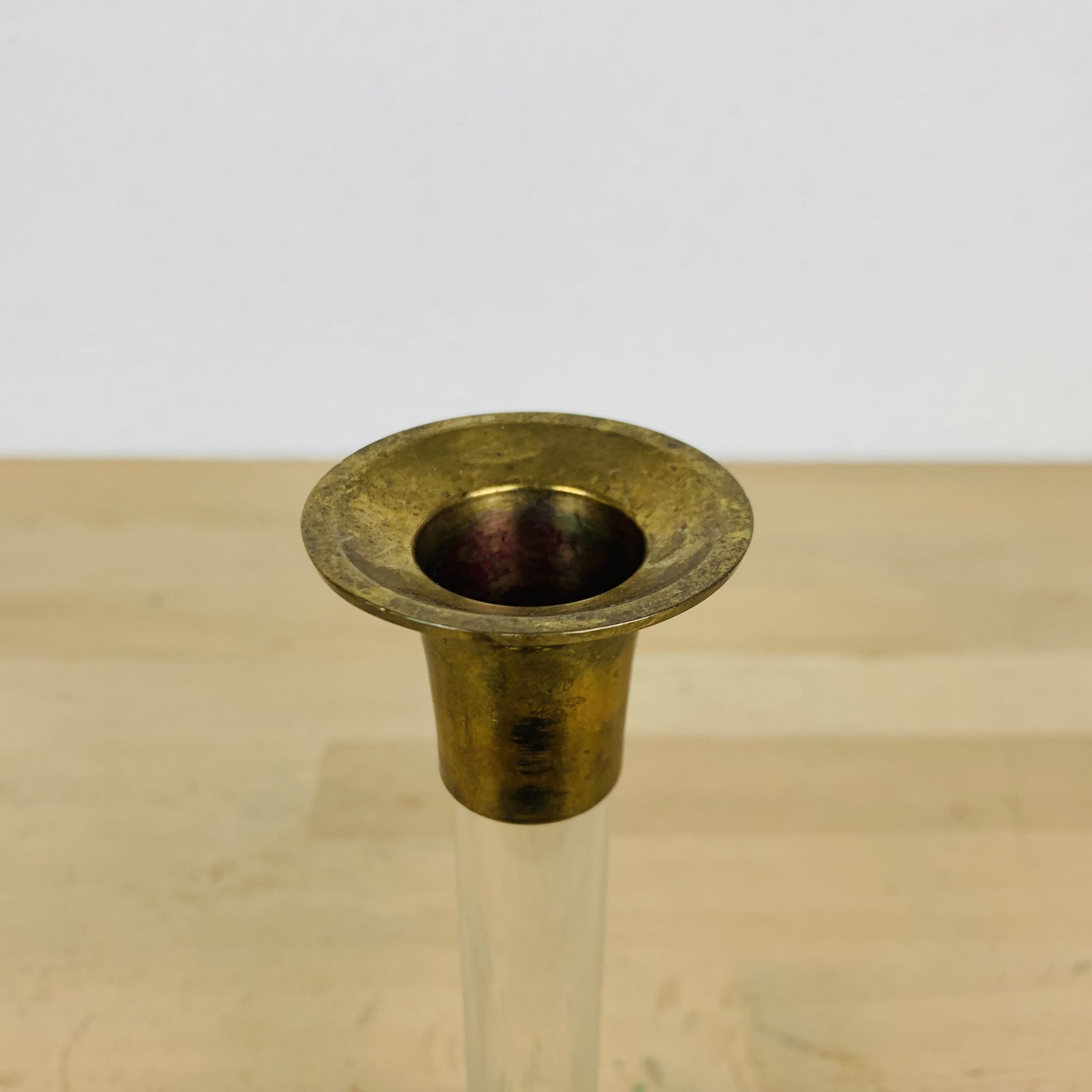 Bougeoir laiton et plexiglas vintage